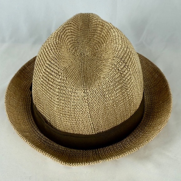 Dorfman Pacific Fedora Hat XL Scala Toyo Poly Lightweight Beige Brown Woven EUC - Picture 6 of 12